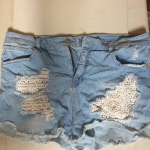 High waisted jean shorts